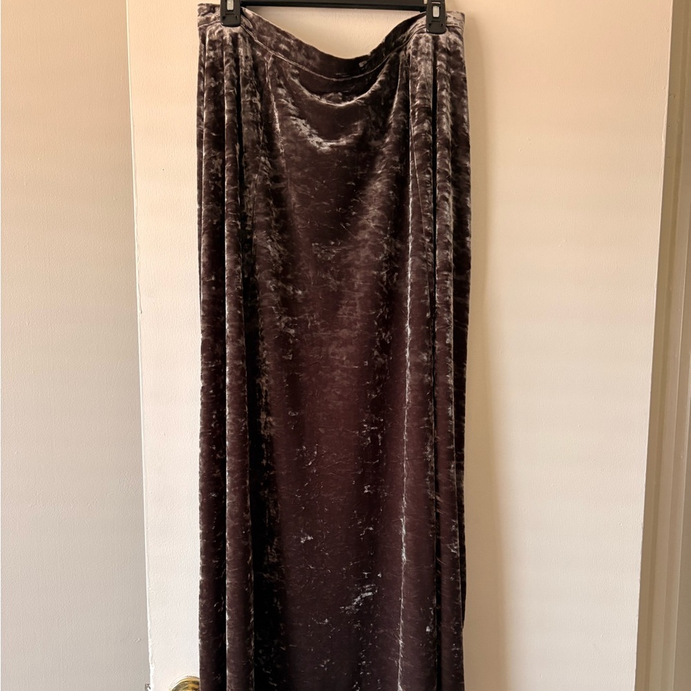 Preston & York Velvet Maxi Skirt in Rich Brown